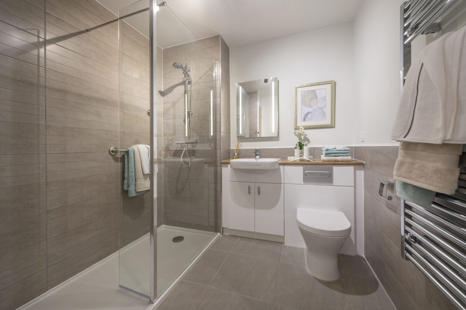 Modern bathroom with shower and sink