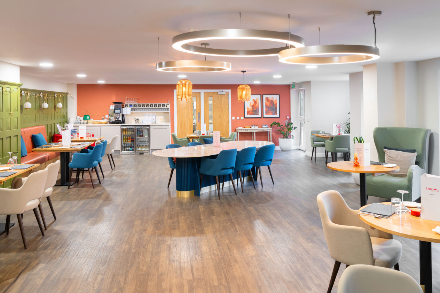 Modern dining area in a retirement facility