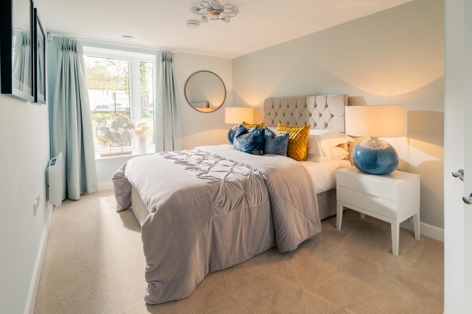 Well-decorated bedroom in a modern setting