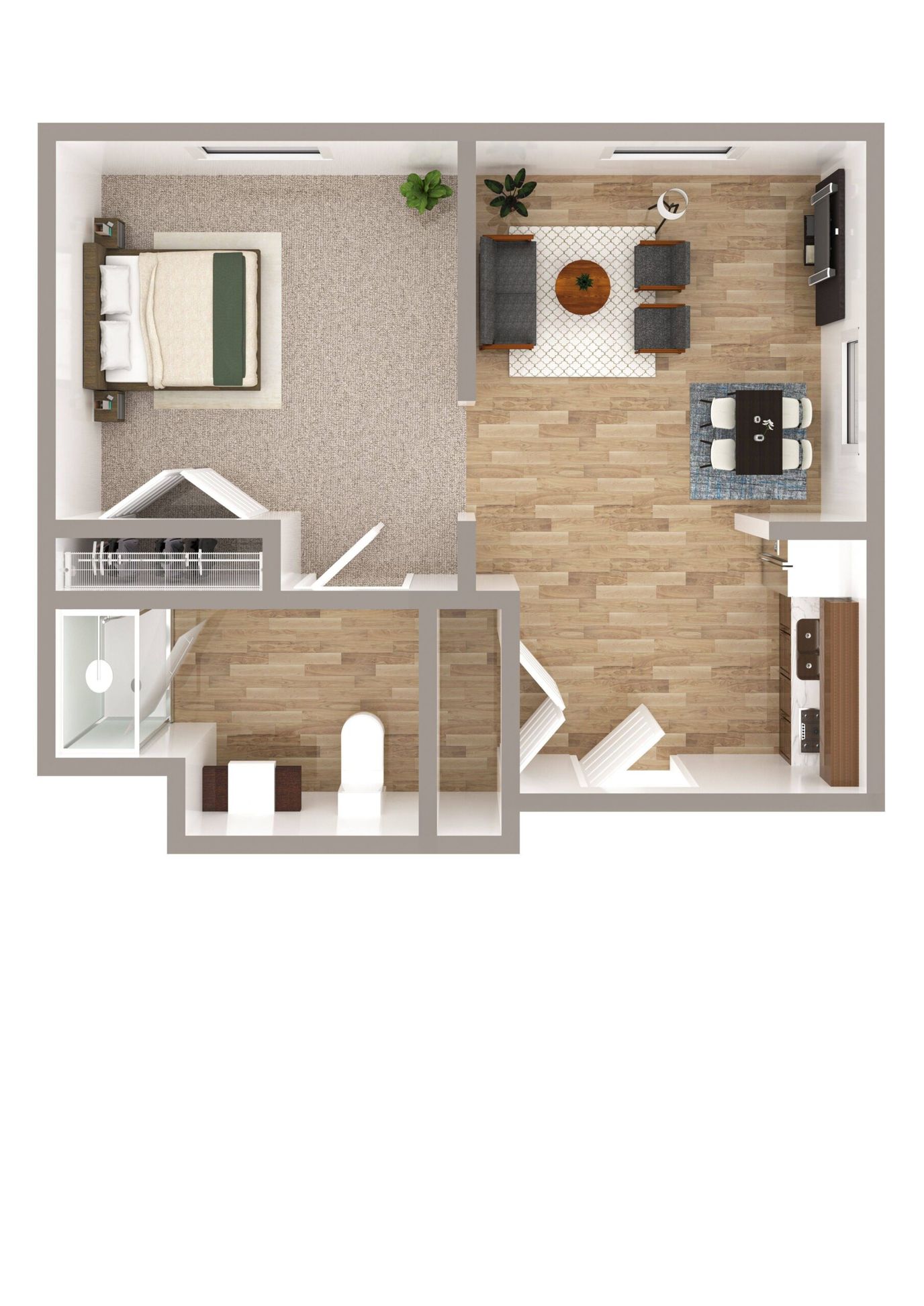 Floor plan of a private resident room layout