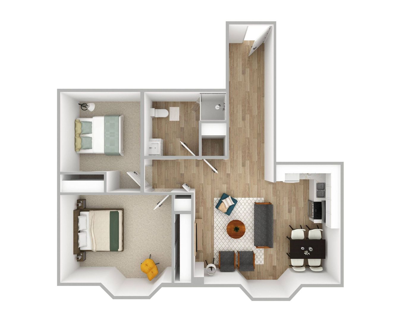 Architectural floor plan of a living unit