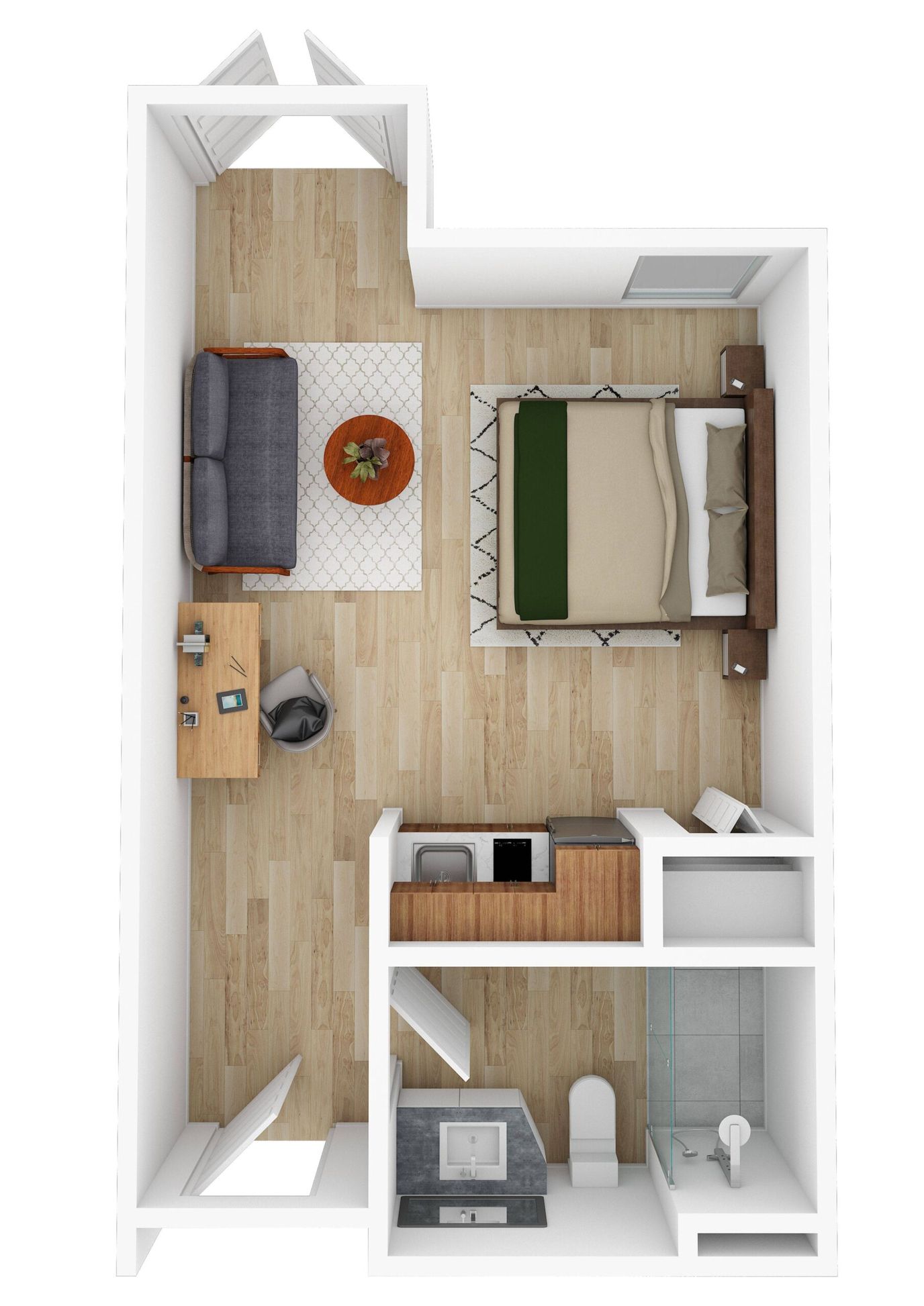 Architectural floor plan of a resident room