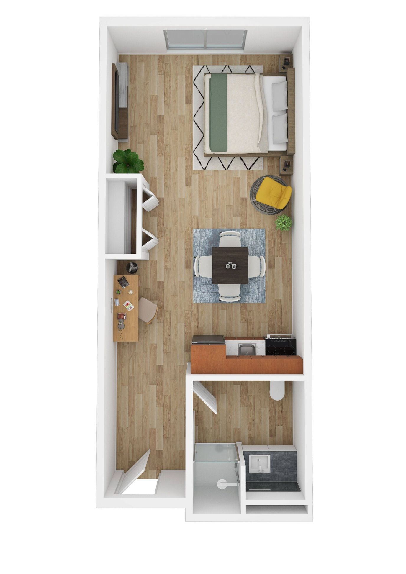 Floor plan of a resident room layout