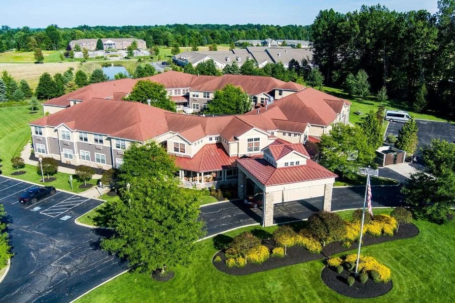 Aerial view of Aberdeen Crossings senior living facility
