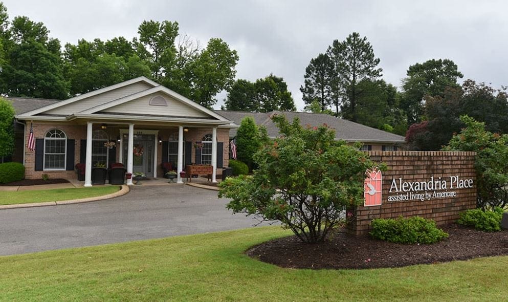 Exterior view of Alexandria Place assisted living facility