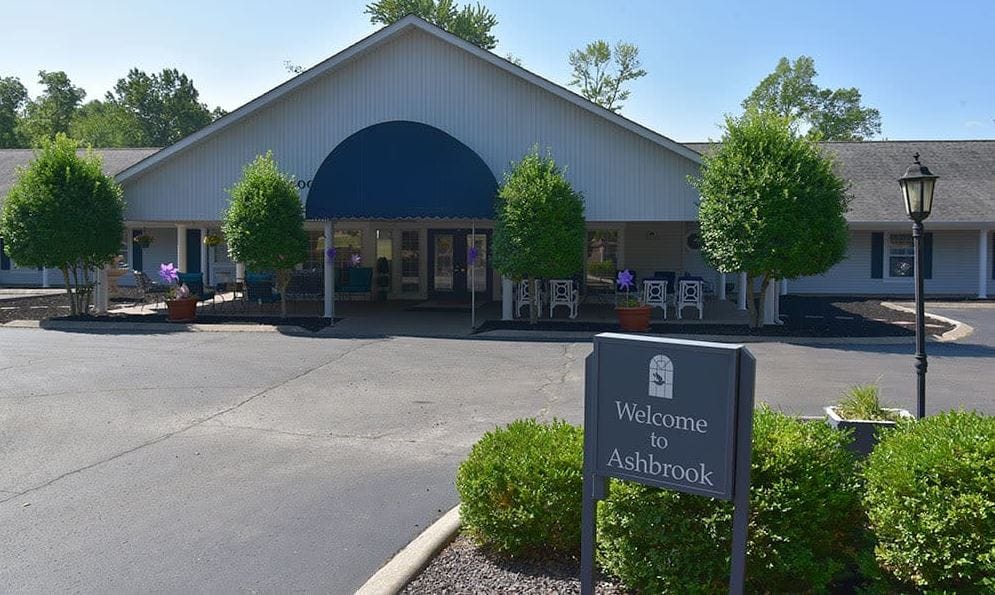 Front entrance of Ashbrook assisted living facility