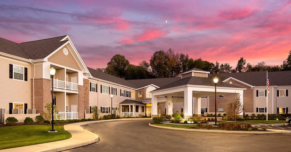 Exterior view of the Brunswick Danbury facility at sunset