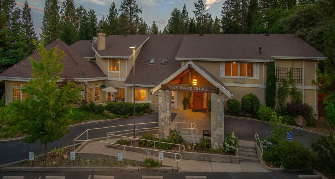 Front entrance of Brunswick Village Assisted Living facility
