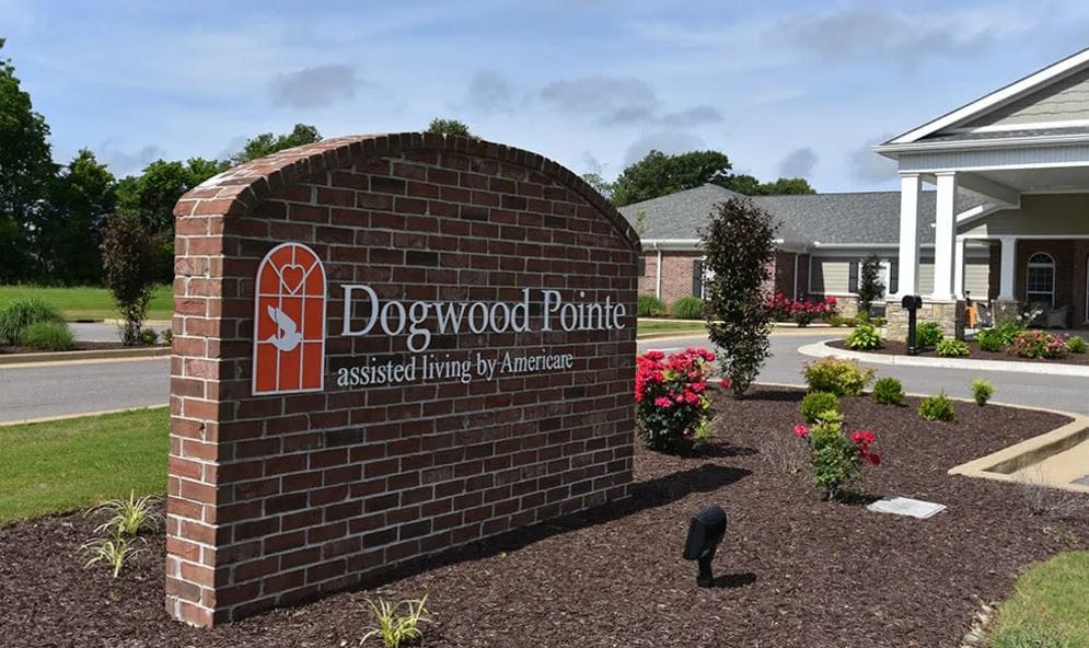 Exterior view of Dogwood Pointe sign and entrance