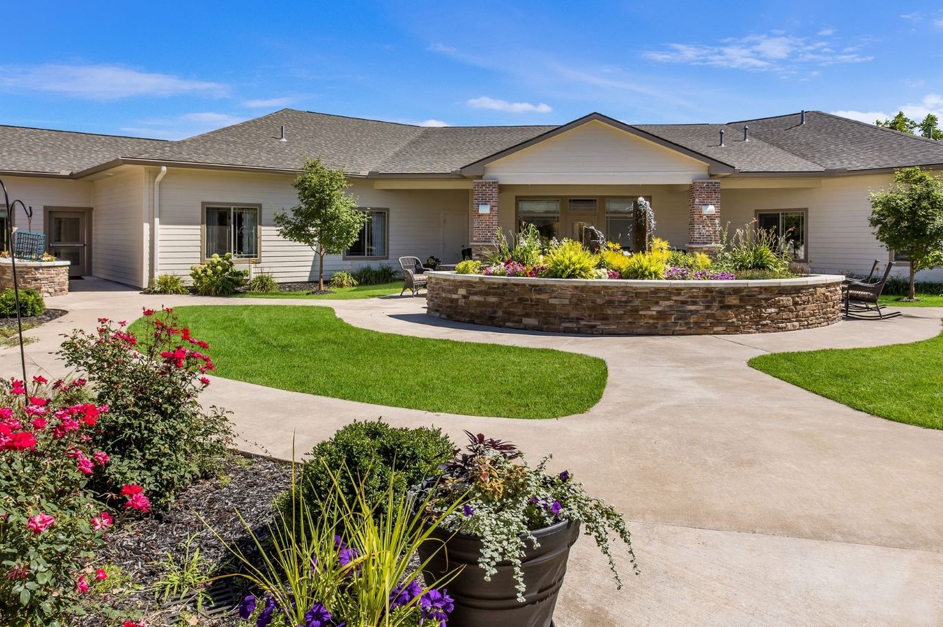 Beautiful outdoor space with gardens and seating area