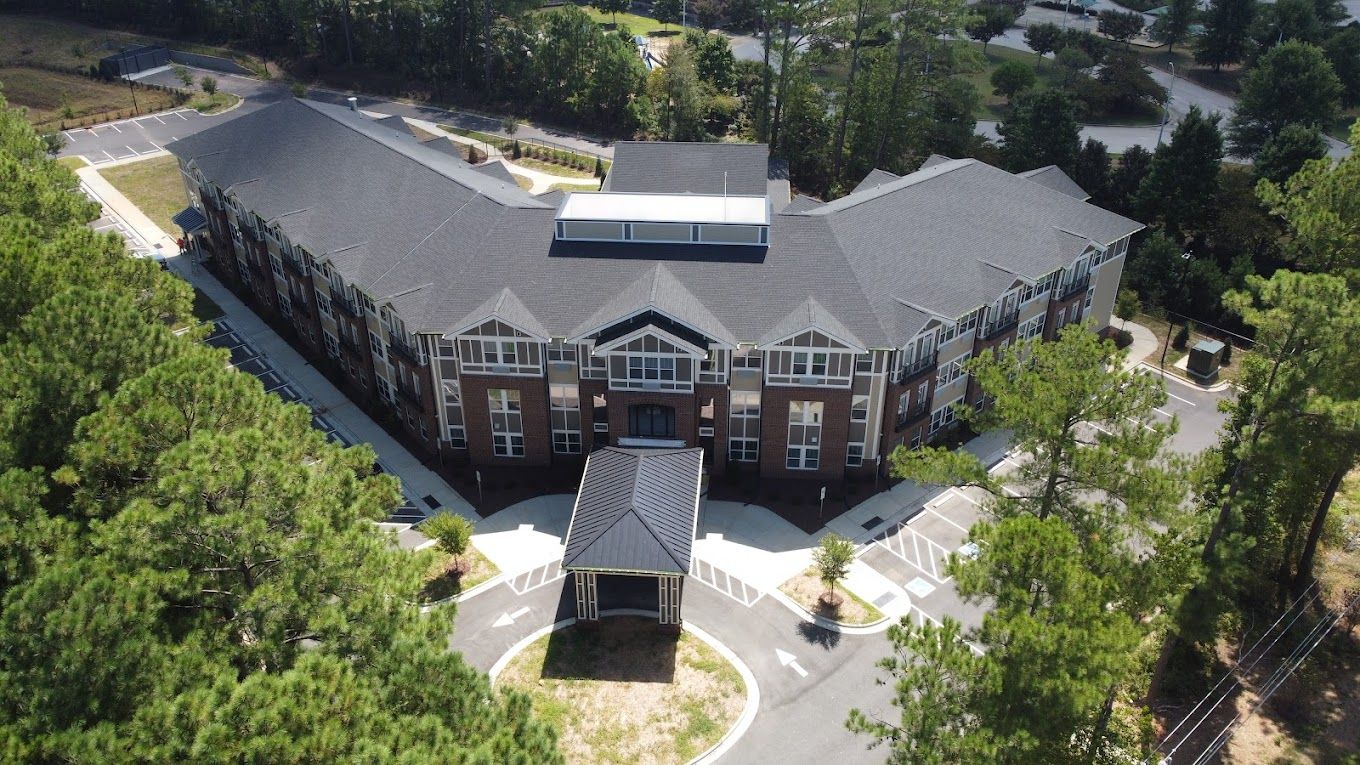 Aerial view of the Foundation Senior Living facility building