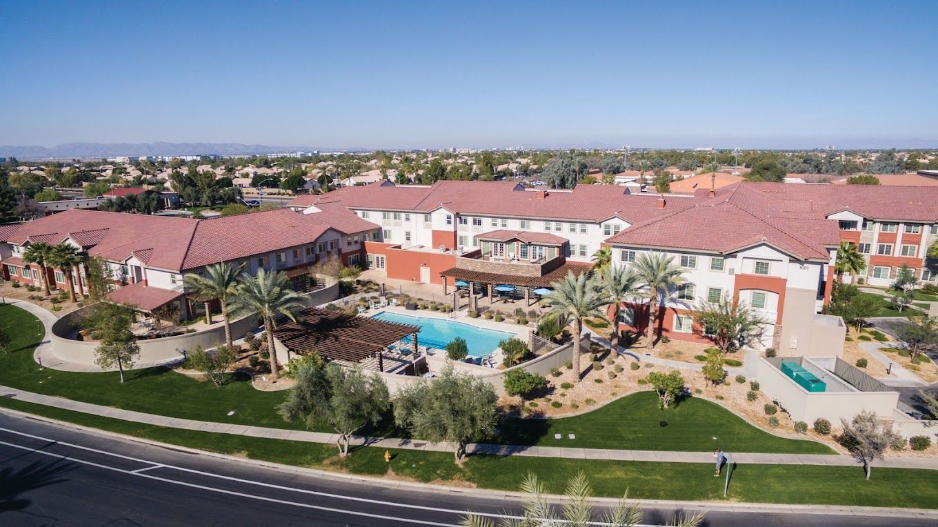 Aerial view of Gardens at Ocotillo with outdoor spaces