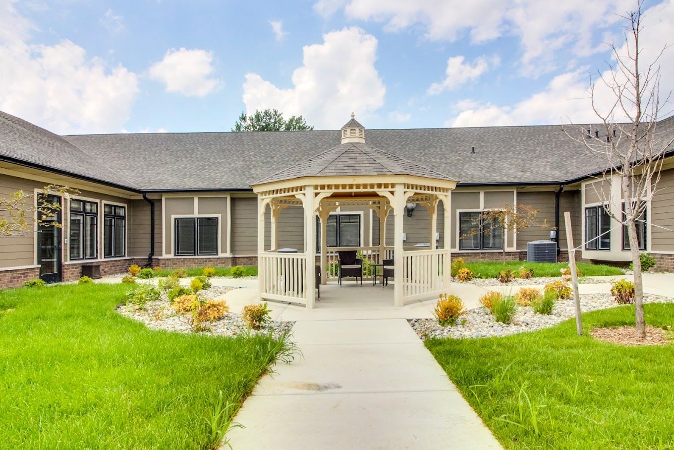 Gazebo in a green outdoor area of the facility