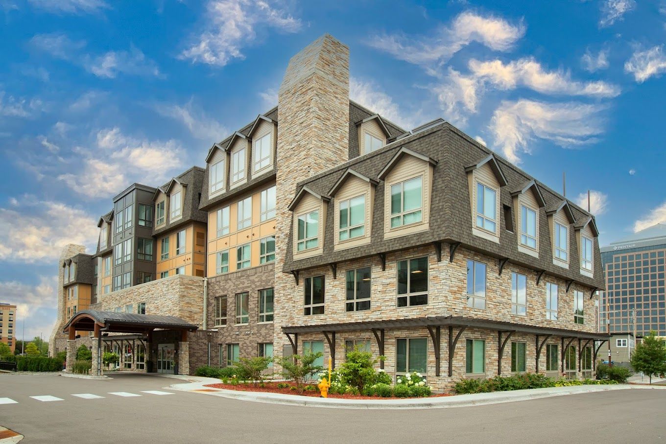 Exterior view of Global Pointe Senior Living building