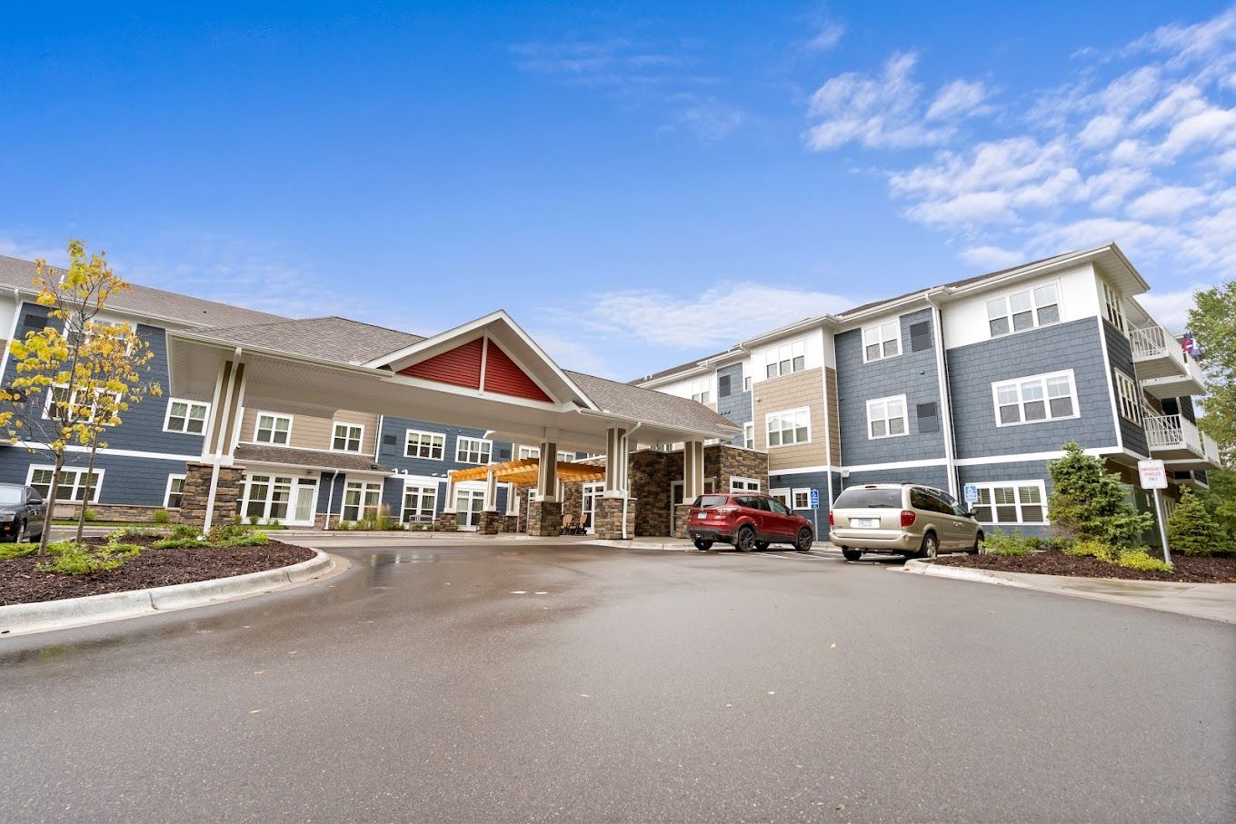 Exterior view of Harrison Bay Senior Living facility
