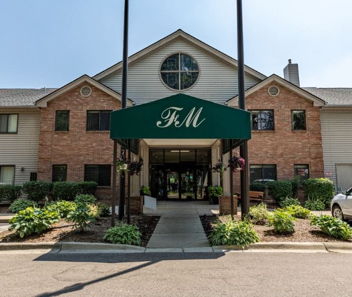 Front entrance of the F&M senior living facility