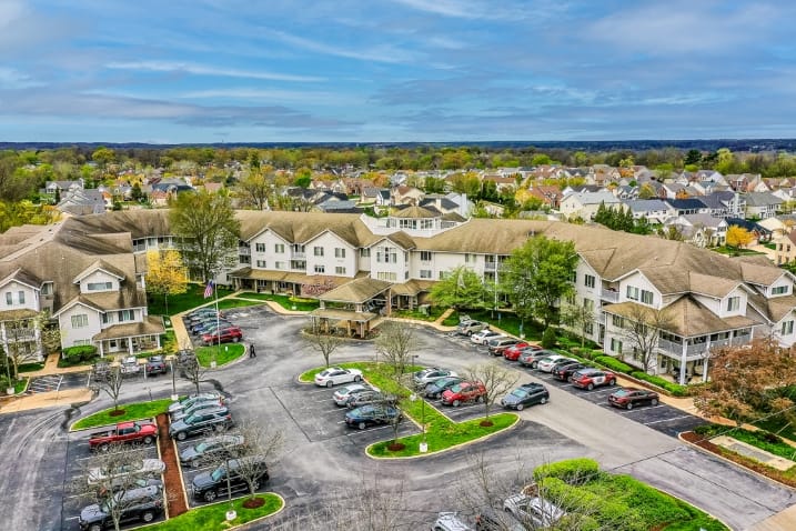 Aerial view of Solstice Senior Living at Fenton with surrounding area