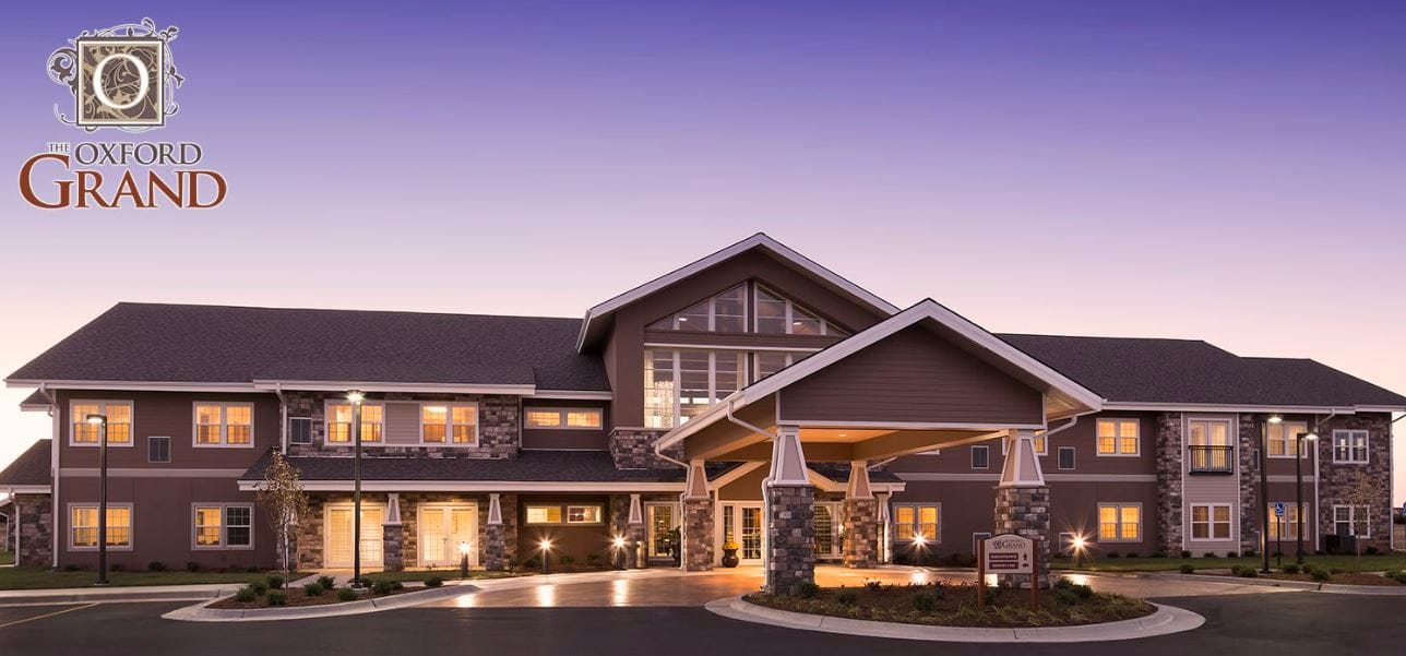 Exterior view of The Oxford Grand Assisted Living building