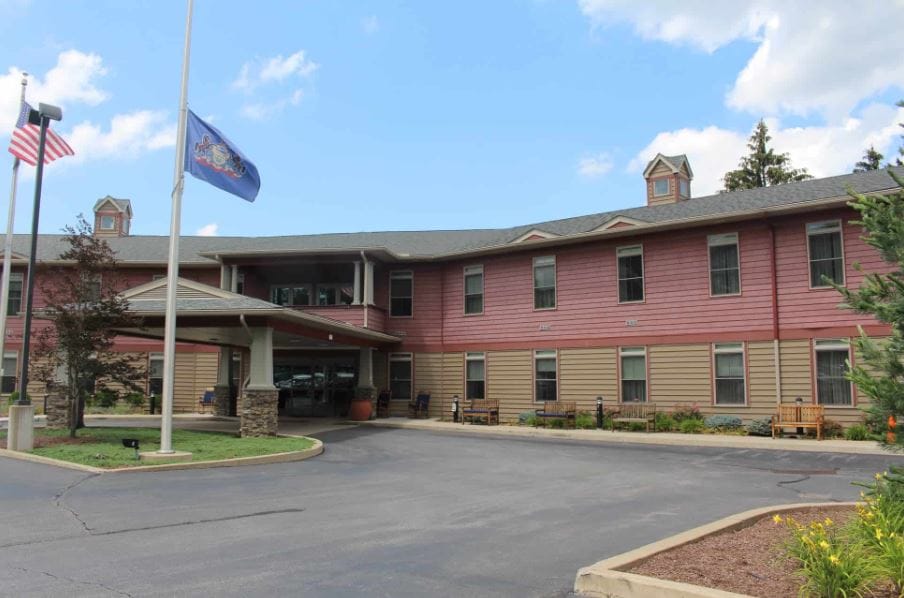 Exterior view of The Pines Senior Living facility