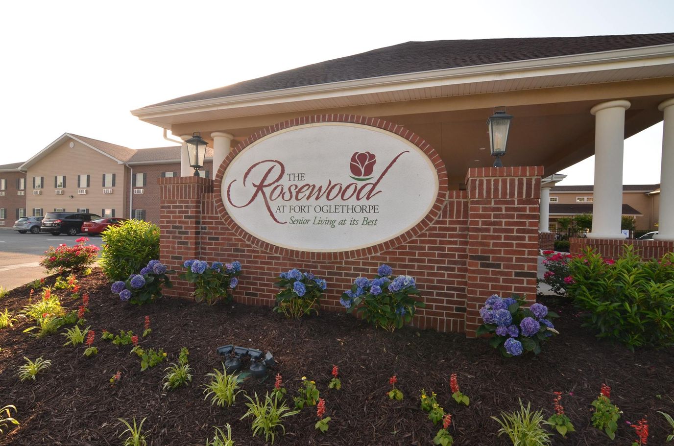 Exterior view of The Rosewood facility entrance