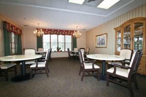 Interior dining room with tables and chairs