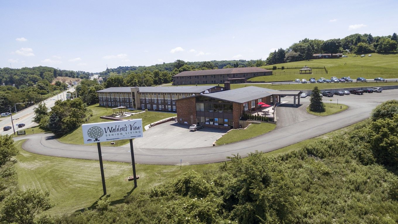 Aerial view of Walden's View senior living facility
