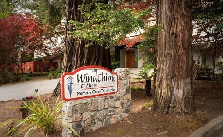 Sign for WindChime of Marin Memory Care Community