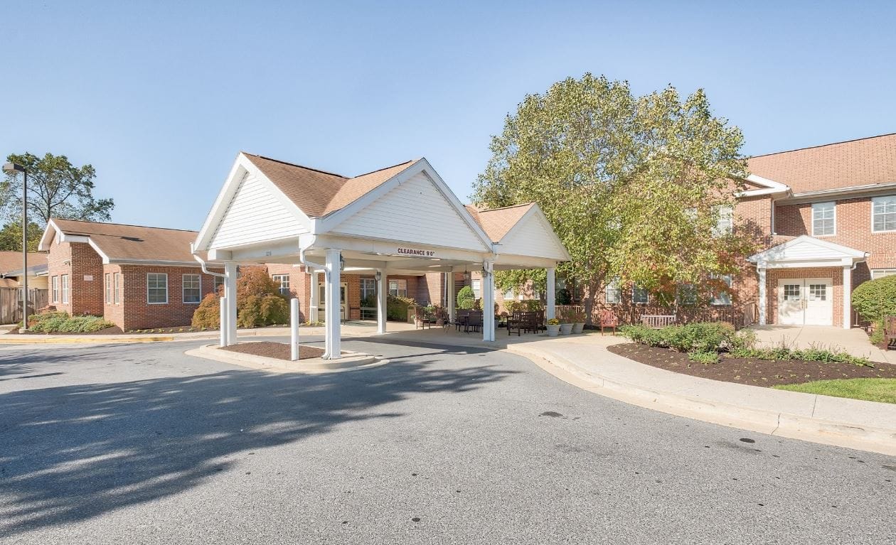 Exterior view of the Sterling Care Hillhaven entrance