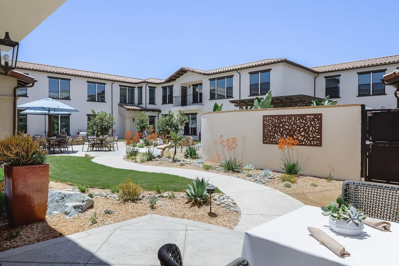 Outdoor space with garden and seating area