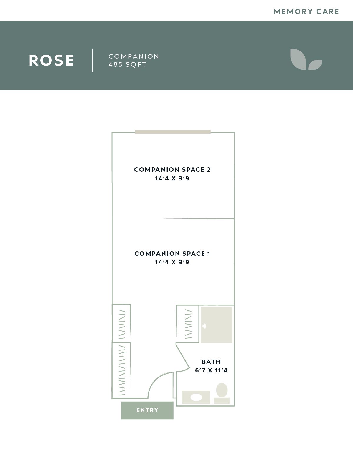 Architectural floor plan for memory care unit