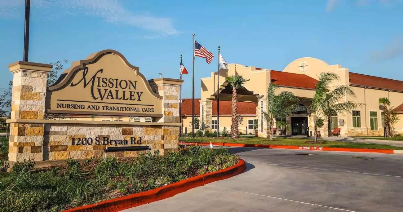 Exterior view of Mission Valley Nursing and Transitional Care building