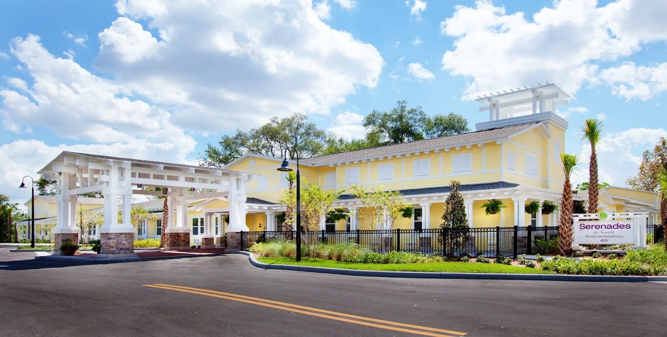 Exterior view of Serenades at Longwood with landscaping