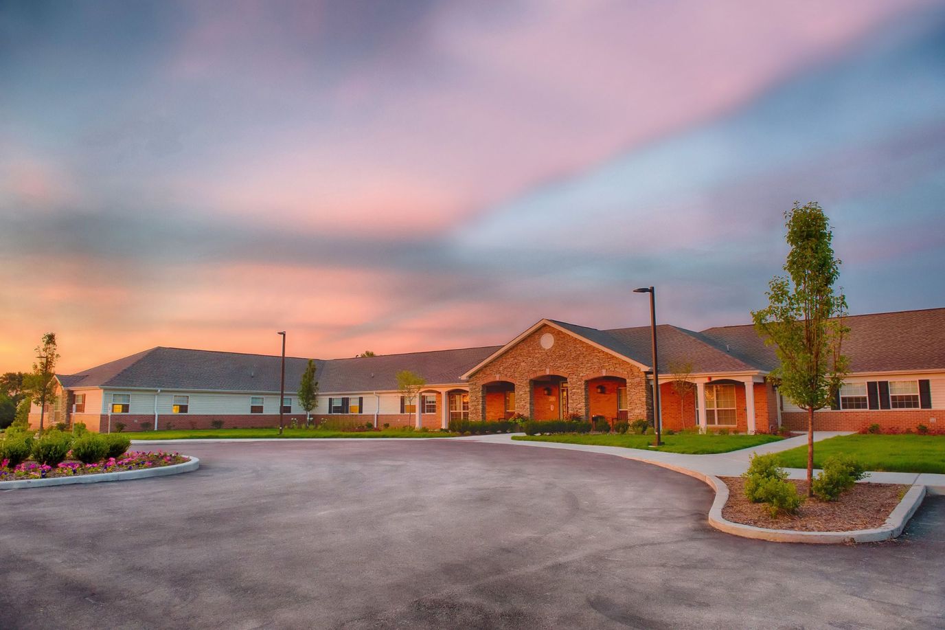 Exterior view of The Indigo at Bartlett during sunset