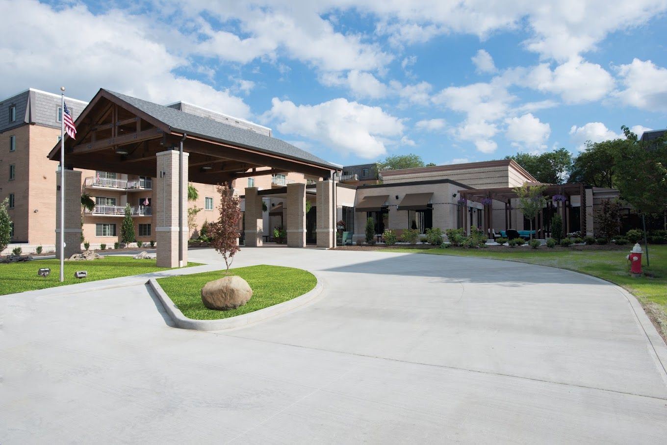 Front entrance of The Normandy senior living facility