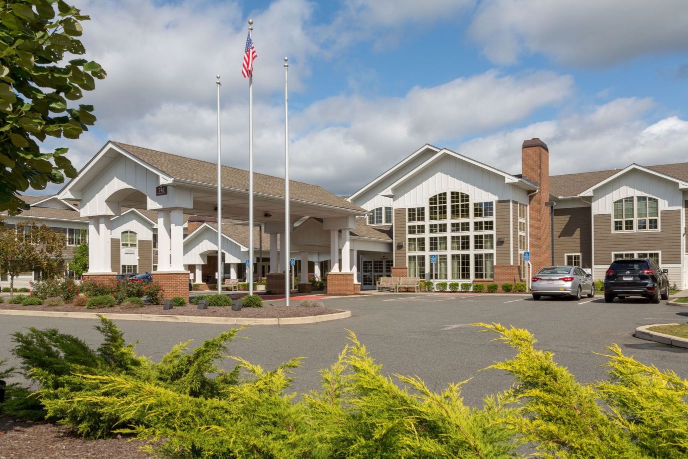 View of the facility building and entrance area