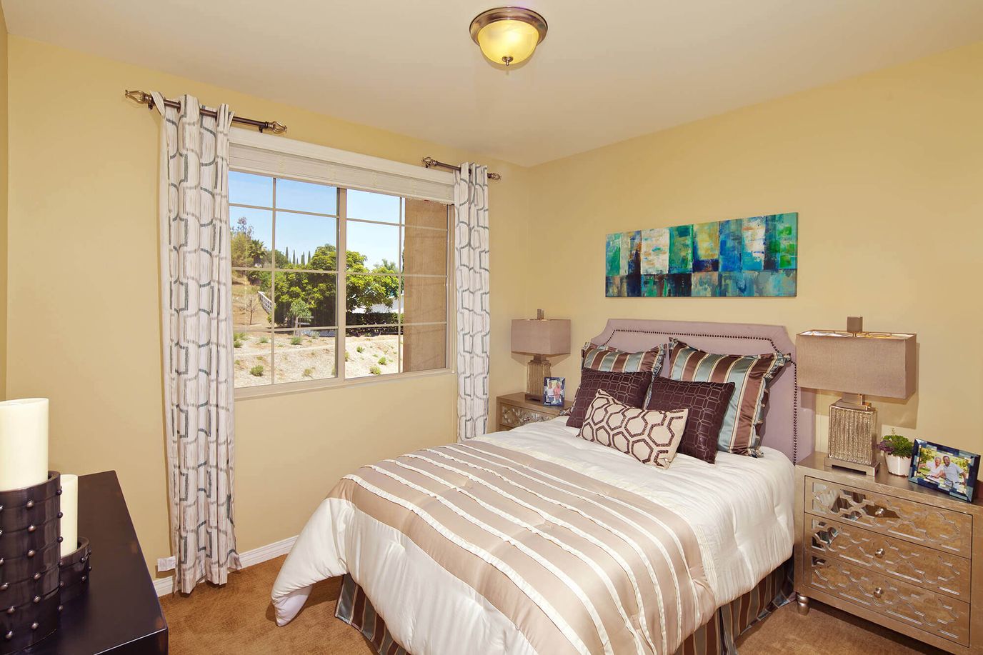 Cozy private room with bed and decorations