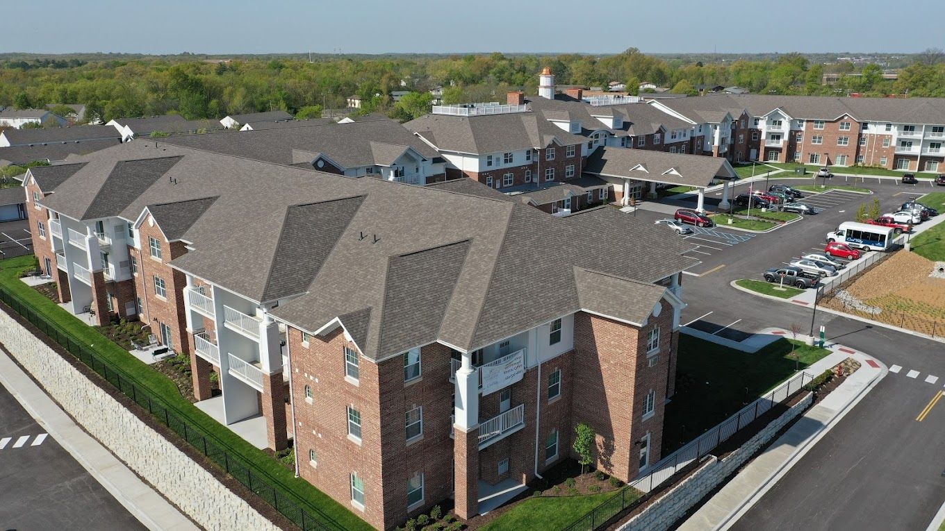 Aerial view of Creek Valley Retirement Community buildings