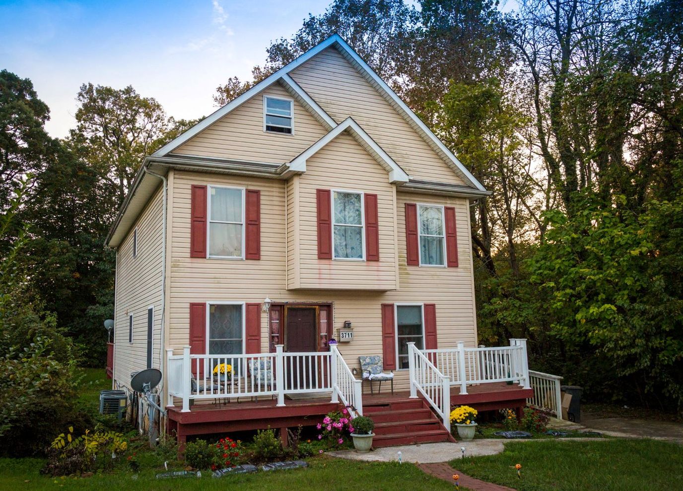 Exterior view of a residential building with a porch
