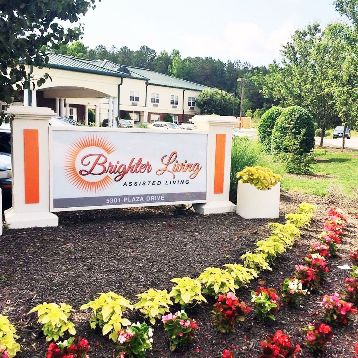 Exterior view of Brighter Living Assisted Living facility sign