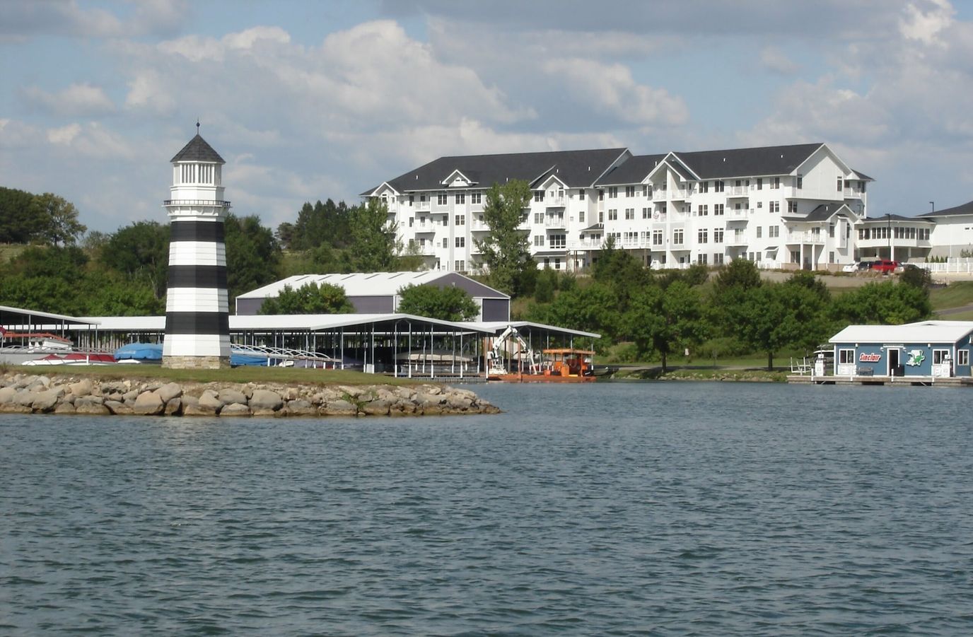 Exterior view of Lakeside Village and surrounding outdoor space