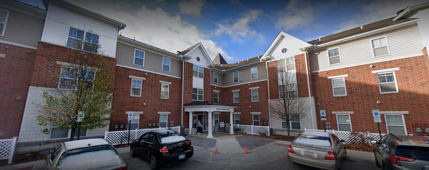 Exterior view of Library Court Senior Housing building
