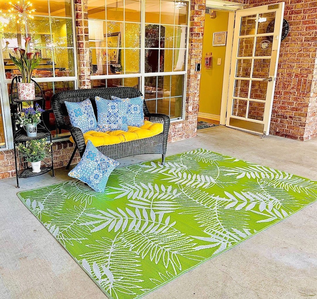 Welcoming outdoor seating area with vibrant decor