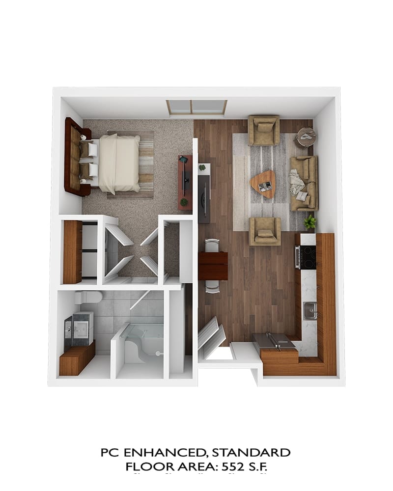 Architectural floor plan of a standard unit