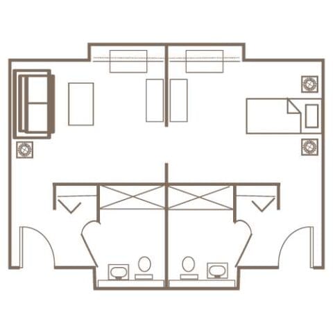 Architectural floor plan of resident units