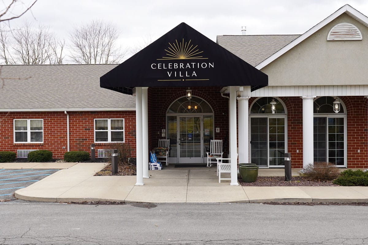 Entrance of Celebration Villa with awning
