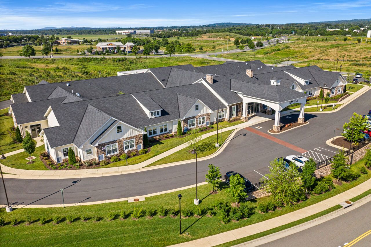 Aerial view of Poet's Walk Leesburg's building and landscape