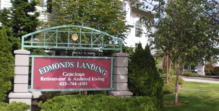 Exterior sign of Edmonds Landing Assisted Living facility