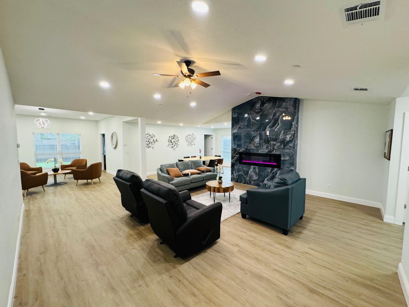 Bright common area with comfortable seating