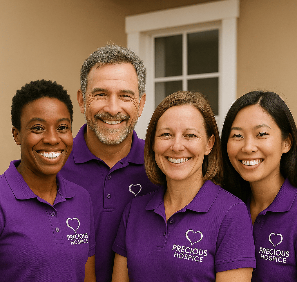 Staff members of Precious Hospice smiling together