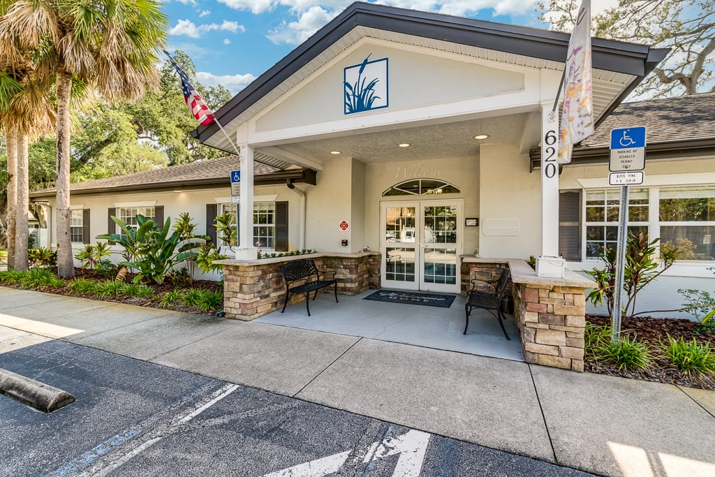 Entrance of Cottages at Belleair nursing facility